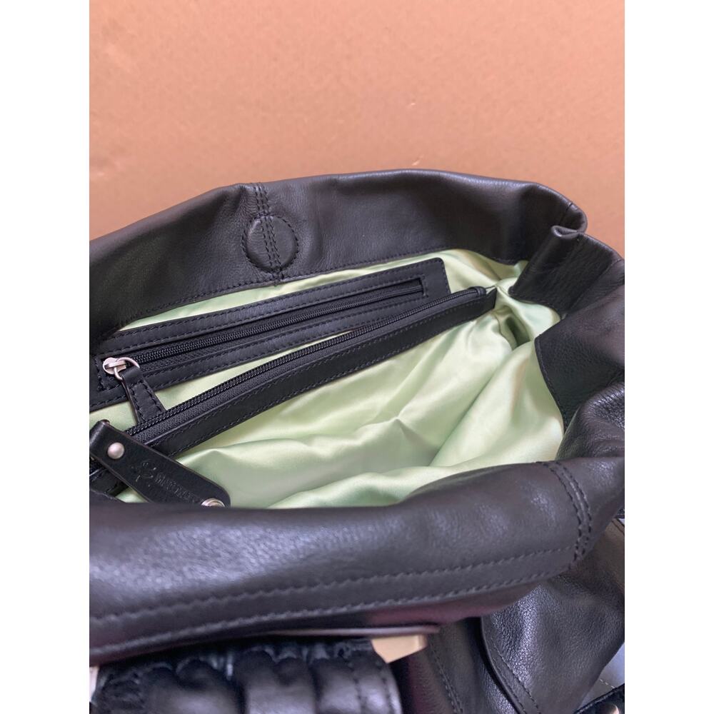 B MAKOWSKY Large Butter Soft Black Leather Double Strap Shoulder Bag Tote - Picture 13 of 16